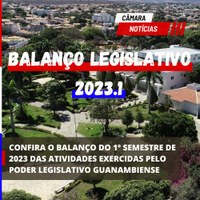 CONFIRA O BALANÇO DO 1º SEMESTRE DE 2023 DAS ATIVIDADES EXERCIDAS PELO PODER LEGISLATIVO GUANAMBIENSE