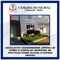 LEGISLATIVO GUANAMBIENSE APROVA LEI SOBRE O CONSELHO MUNICIPAL DE POLÍTICAS SOBRE ÁLCOOL E OUTRAS DROGAS